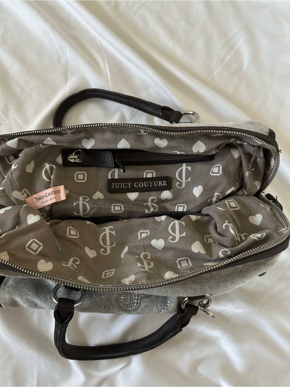 Y2K Juicy Couture Bowler Bag “Grey and Brown Leather” - Picture 6 of 11